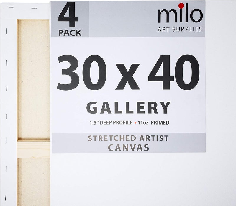 Milo Stretched Artist Canvas | 30x40 inches | 4 Pack | 1.5” inch Thick Gallery Profile | 11 oz Primed Large Canvases for Painting, Ready to Paint Art Supplies for Acrylic, Oil - Image 2